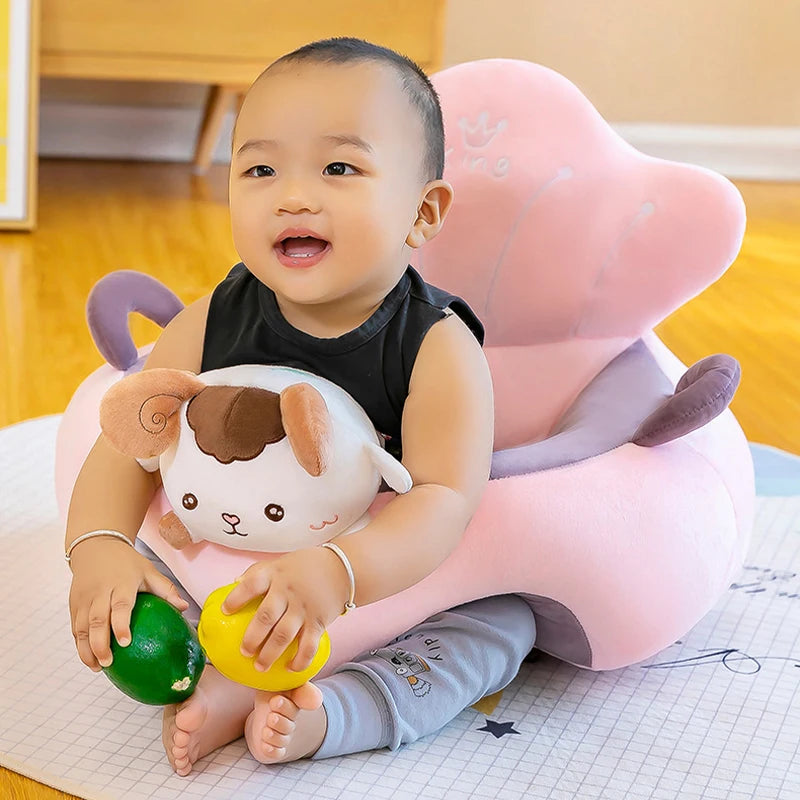 Baby Sofa Support Seat Cover Plush Chair Learn To Sit Comfortable Cartoon Toddler Nest Puff Wash No Stuffing Cradle