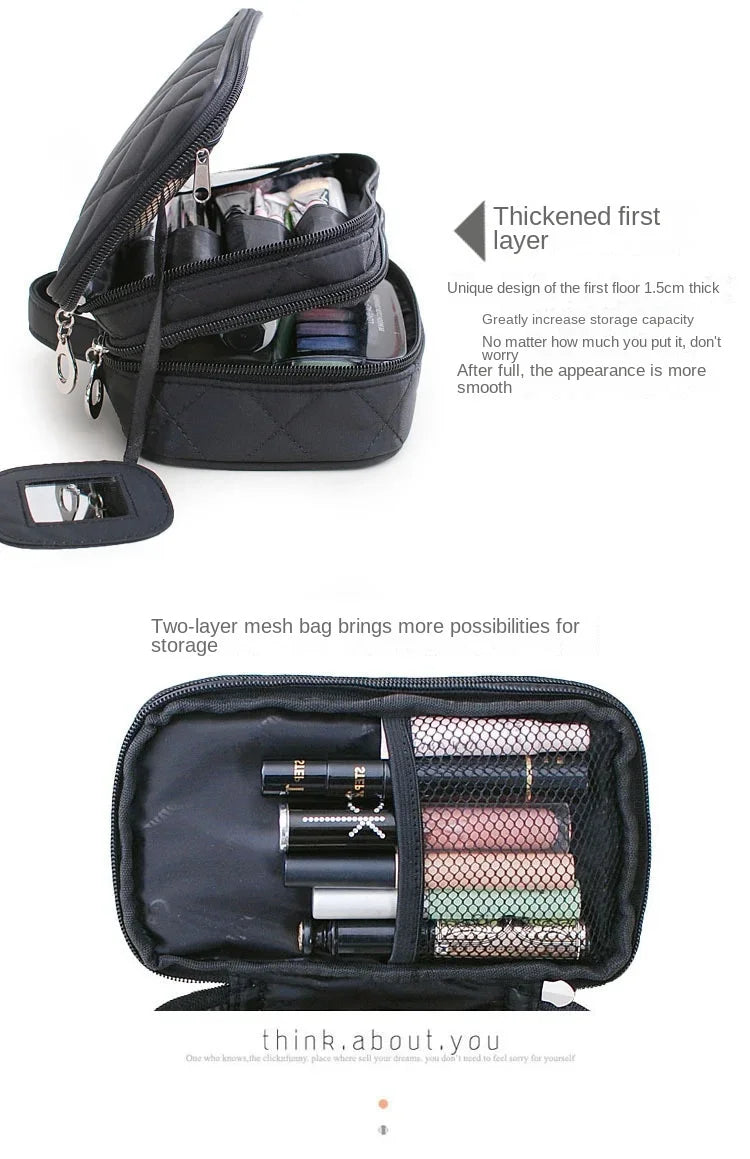 Women's cosmetic bag Double layer Waterproof makeup bag travel essentials organizer large capacity Multifunction toiletry bag