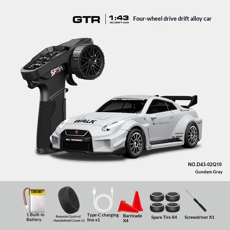 Mini Alloy RC Car 1:43 High-Speed Drifting Sports Car Boys Toy Four-Wheel Drive Simulation Race Car Remote Control Vehicle