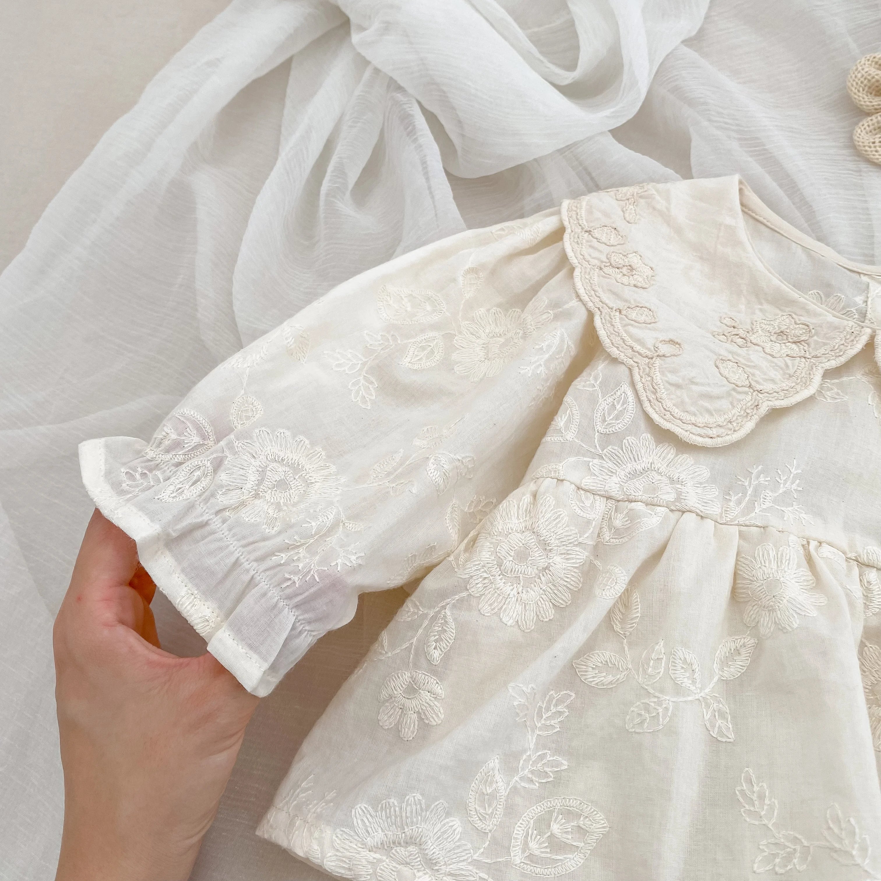 Autumn Baby Bodysuit Sisters Dress Flower Embroidery Dress Infant Girls Toddler Outfit  Baby Girls Rompers Family Sister Dress
