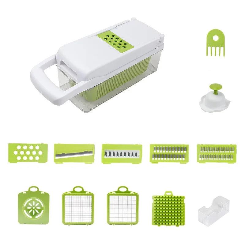 Vegetable Chopper,15-in-1 Multifunctional Food Chopper, Vegetable Cutter with Container for Salad,Potato,Carrot,and Garlic