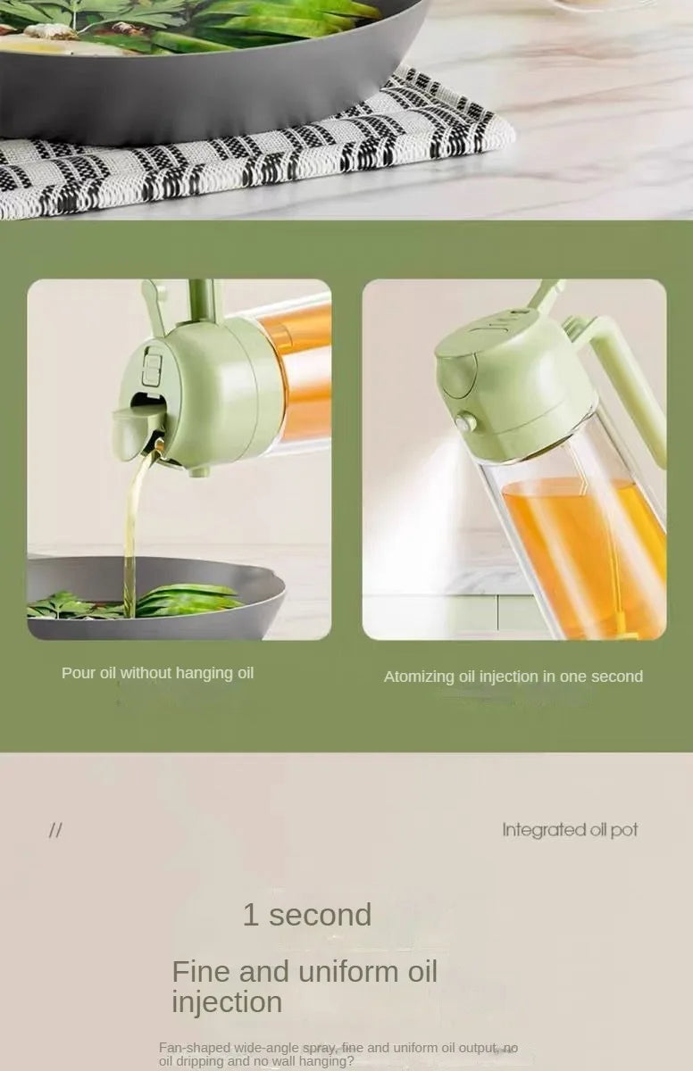 2-in-1 Plastic Oil Dispenser Sprayer 16oz Leakproof Olive Oil Bottle for Cooking Air Fryer BBQ  Picnic Kitchen Tools