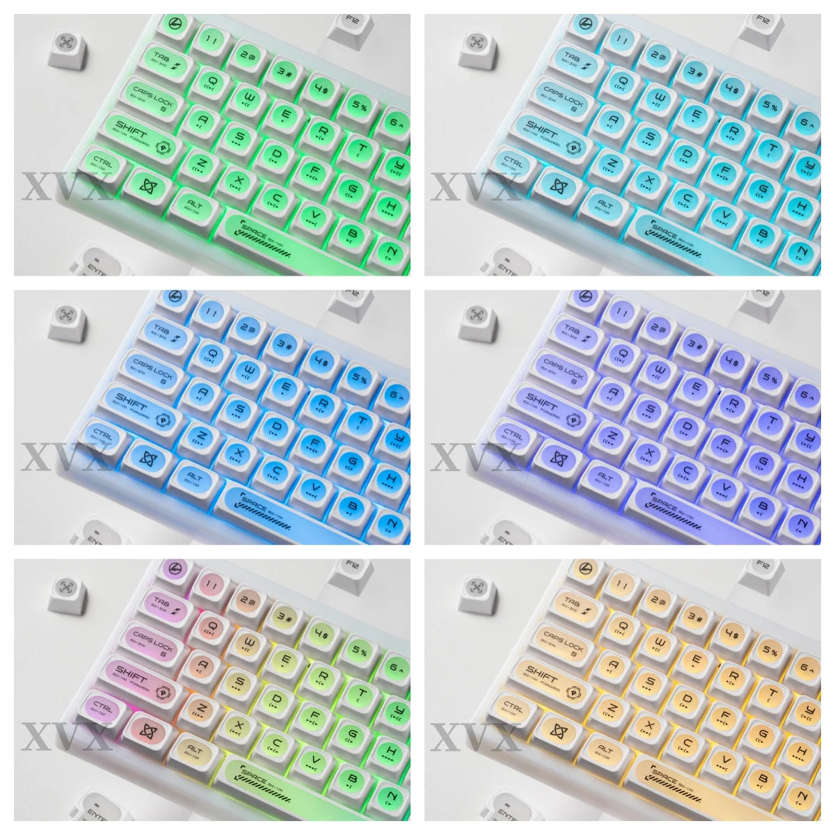 XVX White Shine Through Cats eye MAX Profile Dye-Sub PBT Keycap Set 136-Key