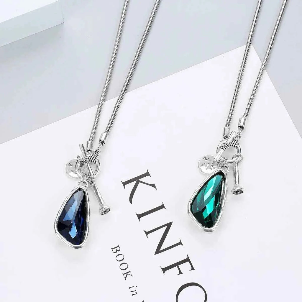 1 Simple And Personalized Long Heterosexual Oversized Irregular Crystal Talisman Sweater Chain Necklace