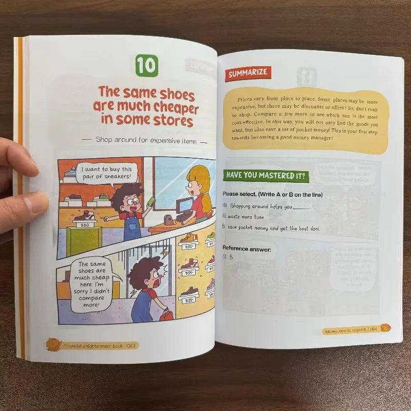 Kids Financial Literacy Book, Children's Comic Style Money Learning Book, All-in-One Money Dictionary for Kids  English Book