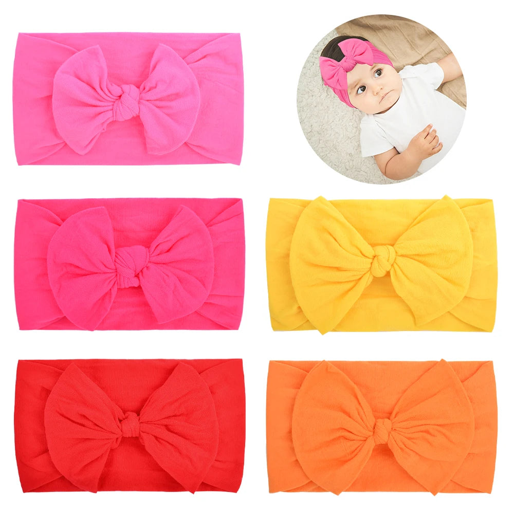 5Pcs Cute Bows Baby Headband Soft Elastic Baby Girl Hair Bands For Newborn Infant Turban Headwear Baby Hair Accessories