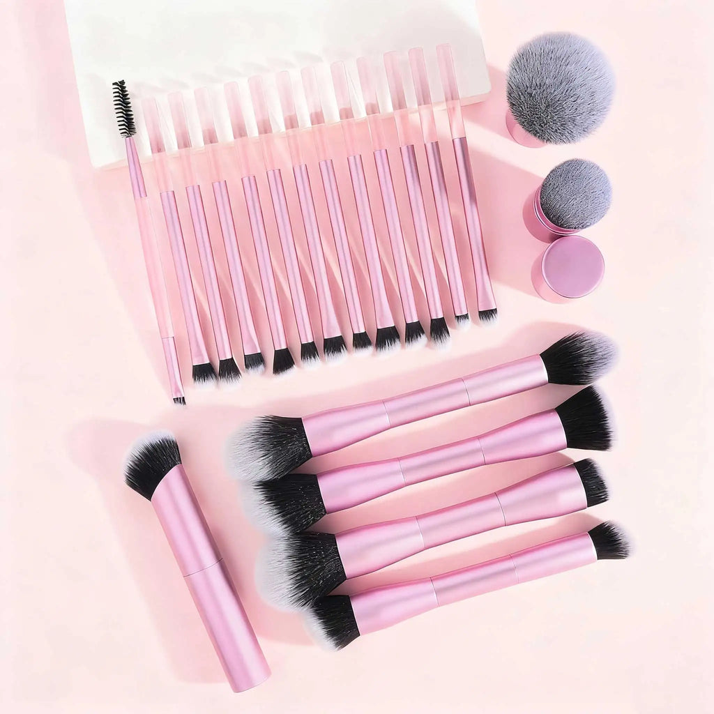 20pcs/set Pro Makeup Brushes Double Ended Foundation Concealers Blush Eye Shadows Brush for Liquid Cream Powder Blending