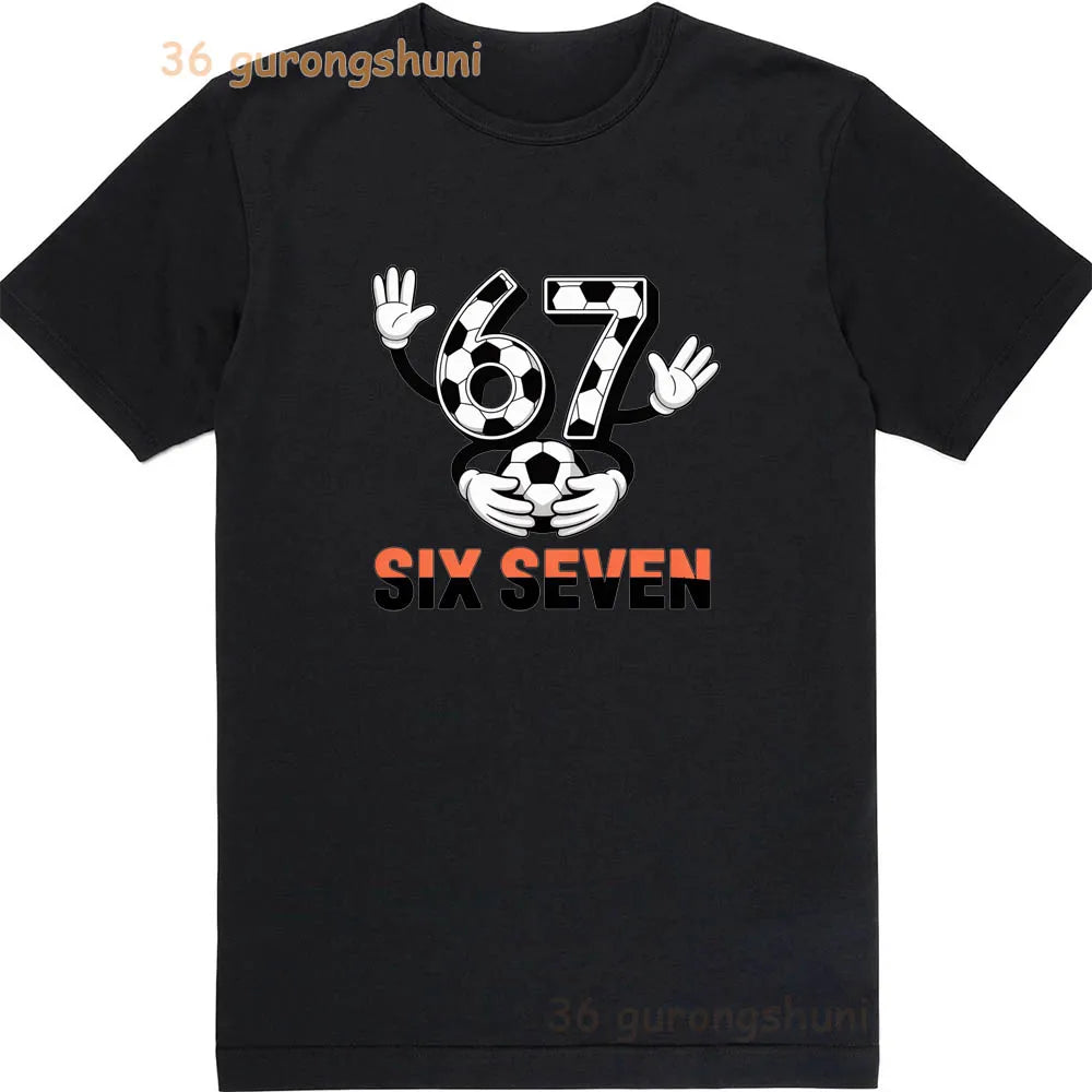 Children 67 print Clothes Kids black T Shirt For Boys Shirts baby T-shirts 6 7 summer Tops For Girl clothing boy Short Sleeve