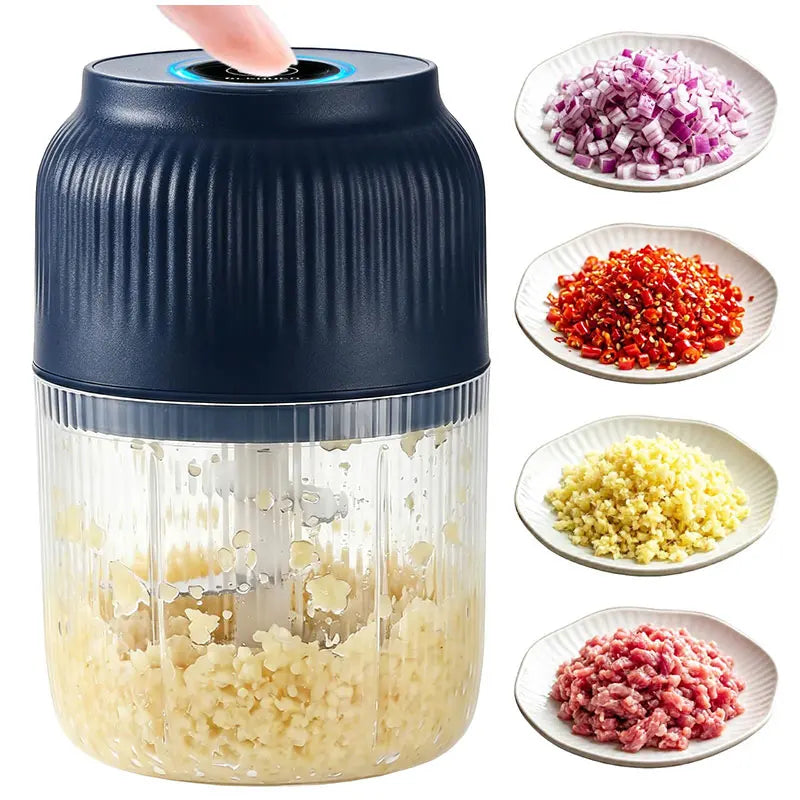 New Electric Garlic Puree Blender Kitchen Mini Food Chopper Meat Grinder With 6 Stainless Steel Blades Small Vegetable Chopper