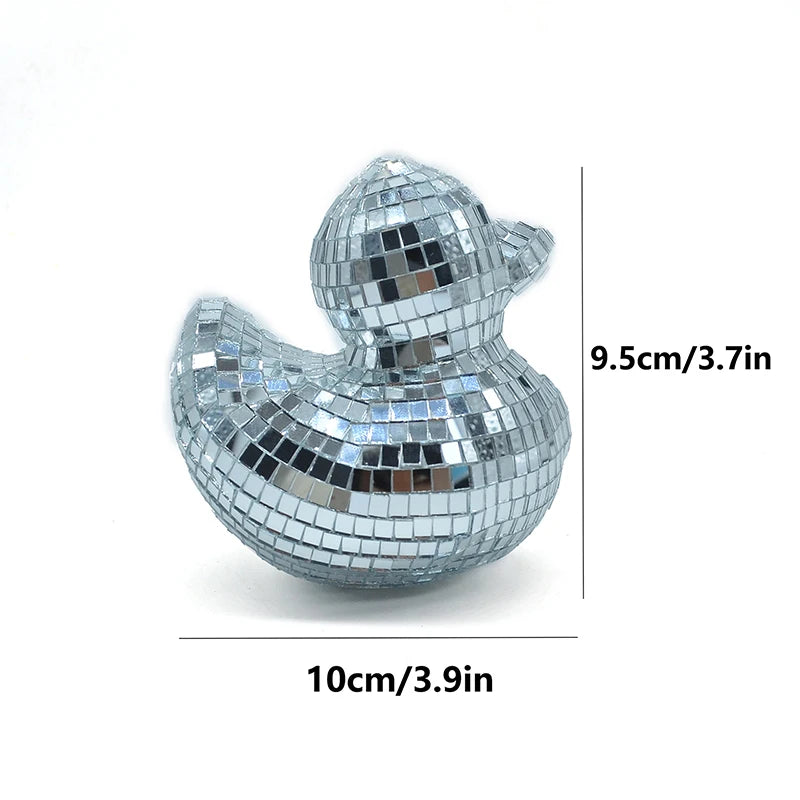 Silver Duck Mirror Glass Decoration Light Reflected Art Glitter Bar Home Disco Ornament For Disco Themed Party Cake Decoration - Value Vault Club