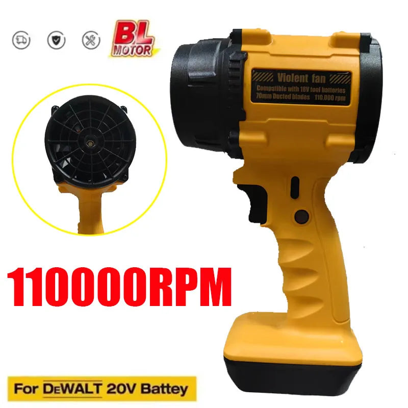 High-Power Violent Fan Air Blower Turbo Jet Fan Thrust Leaf Duster Handheld Power Tools For DeWALT 20V 18V Battery（No Battery）