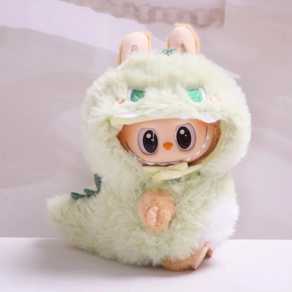 Doll Clothes For 15-17cm Labubu Pendant Sitting Baby Bee Dinosaur Shark Labubu Dolls Accessories Cute Decoration Little Clothes