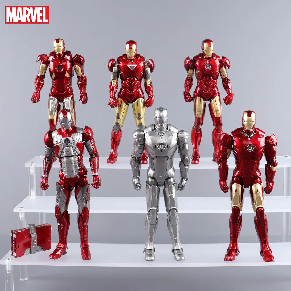 ZD Toys LED Light Iron Man MK1 MK2 MK3 MK4 MK5 MK6 MK7 MK43 MK50 7" Movie Action Figure Tony Stark Legends Toys