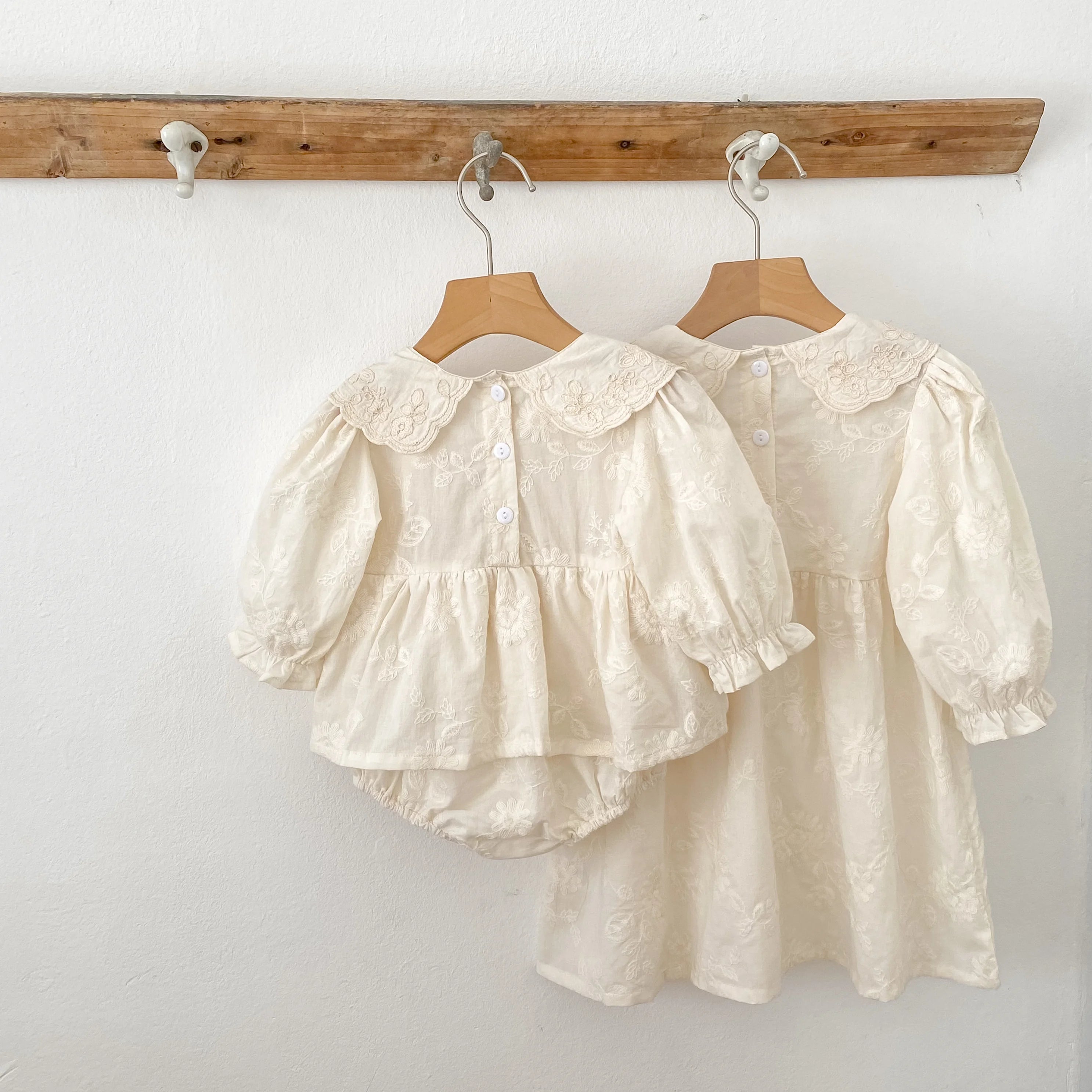 Autumn Baby Bodysuit Sisters Dress Flower Embroidery Dress Infant Girls Toddler Outfit  Baby Girls Rompers Family Sister Dress