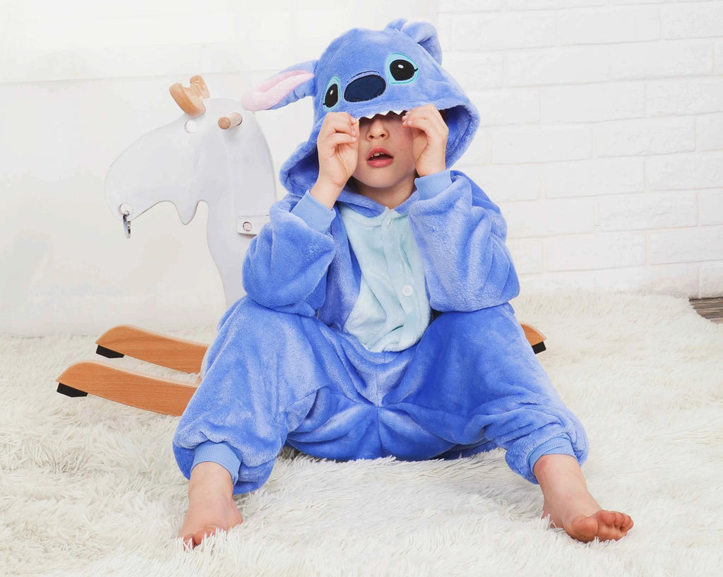 Kigurumi Stitch Cartoon Onesies Kids Children Animal Pajamas Jumpsuits Girls Boys Anime Cosplay Costumes For Christmas Halloween