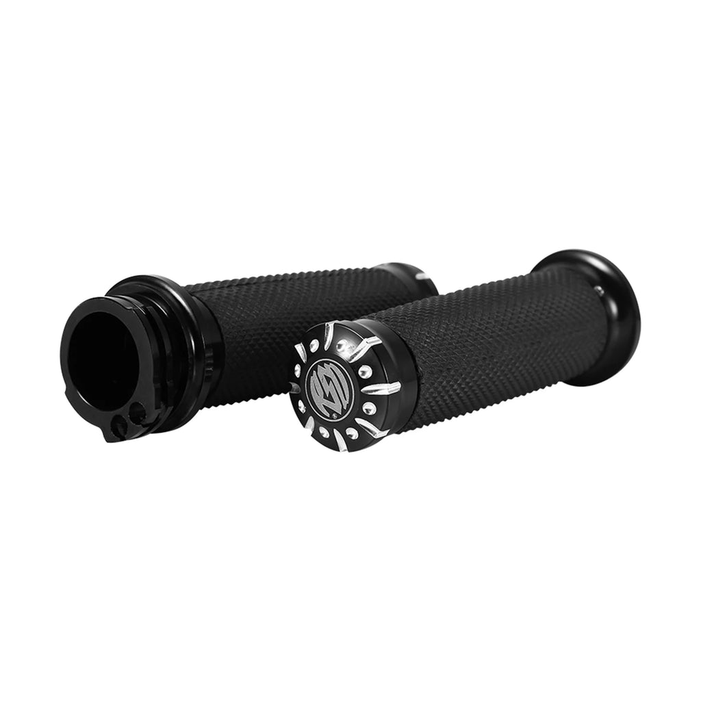 1in Motorcycle Handle Bar Hand Grips For Softail Cruiser Chopper Black US