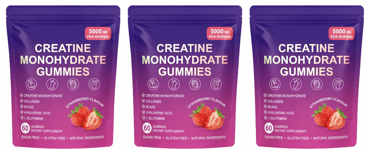 3 bags Package Creatine Gummy Supplement With BCAA, Collagen & Vitamin D3