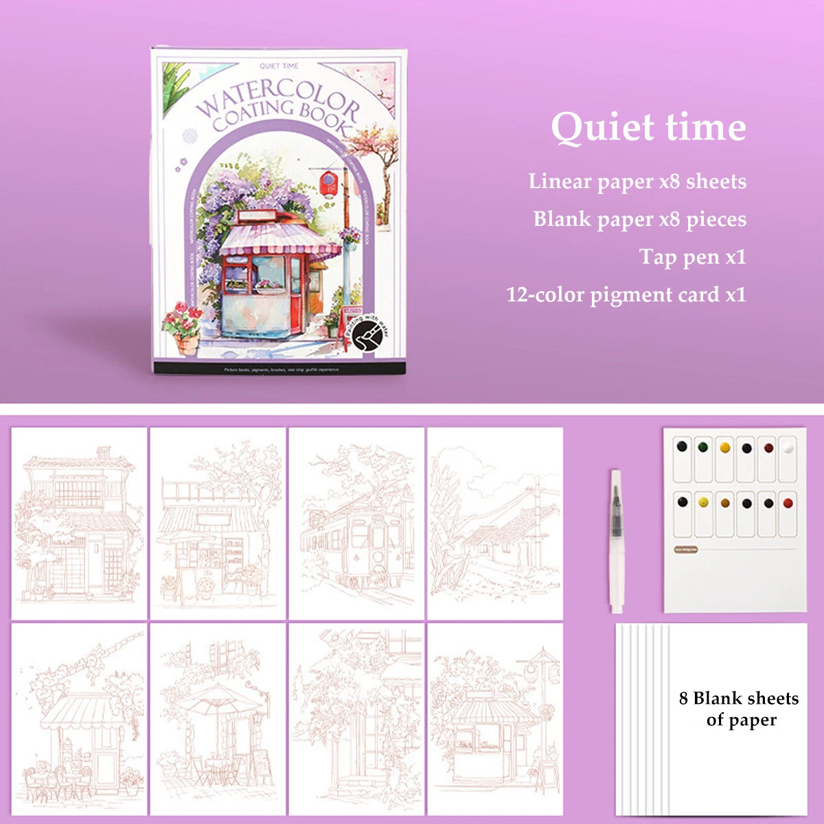 Kids Watercolor Coloring Book Educational Art Activity Reusable Non-Toxic Painting Kit for Toddlers&Creative Learning DIY Crafts