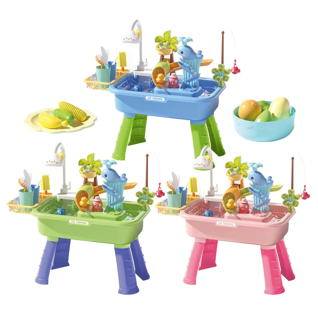 Water Table for Kids Summer Toys Play Sink with Running Water for Boys Girls Preschoolers Backyard Patio Beach Camping Daycare