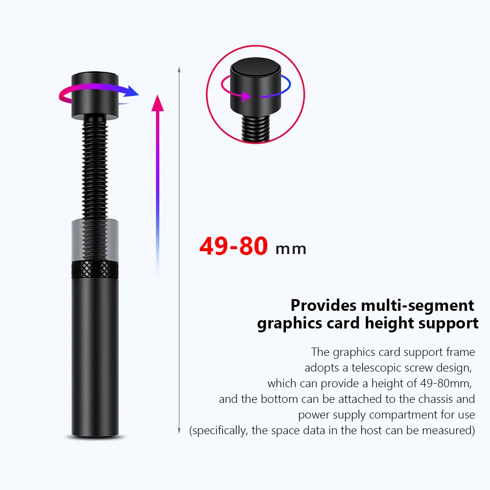 Graphics Card GPU Holder Adjustable Telescopic Rotary Screw Aluminum Alloy Support Vertical GPU Bracket GPU Video Card Holder