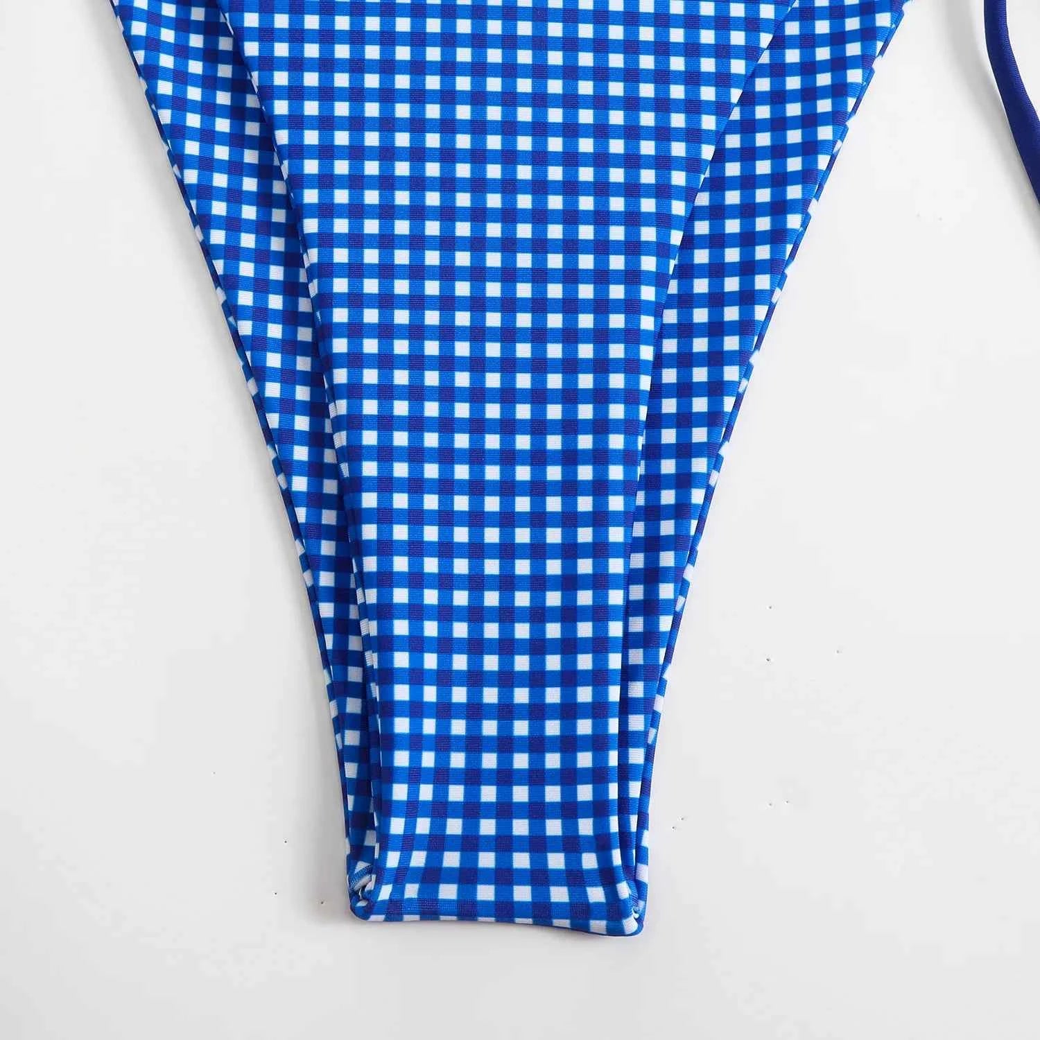 Circyy 2026 Bathing Suit Women Plaid Dot Split Swimsuit Neck-mounted Bow Tie Beachwear Vintage Simple Two-piece Bikinis Summer