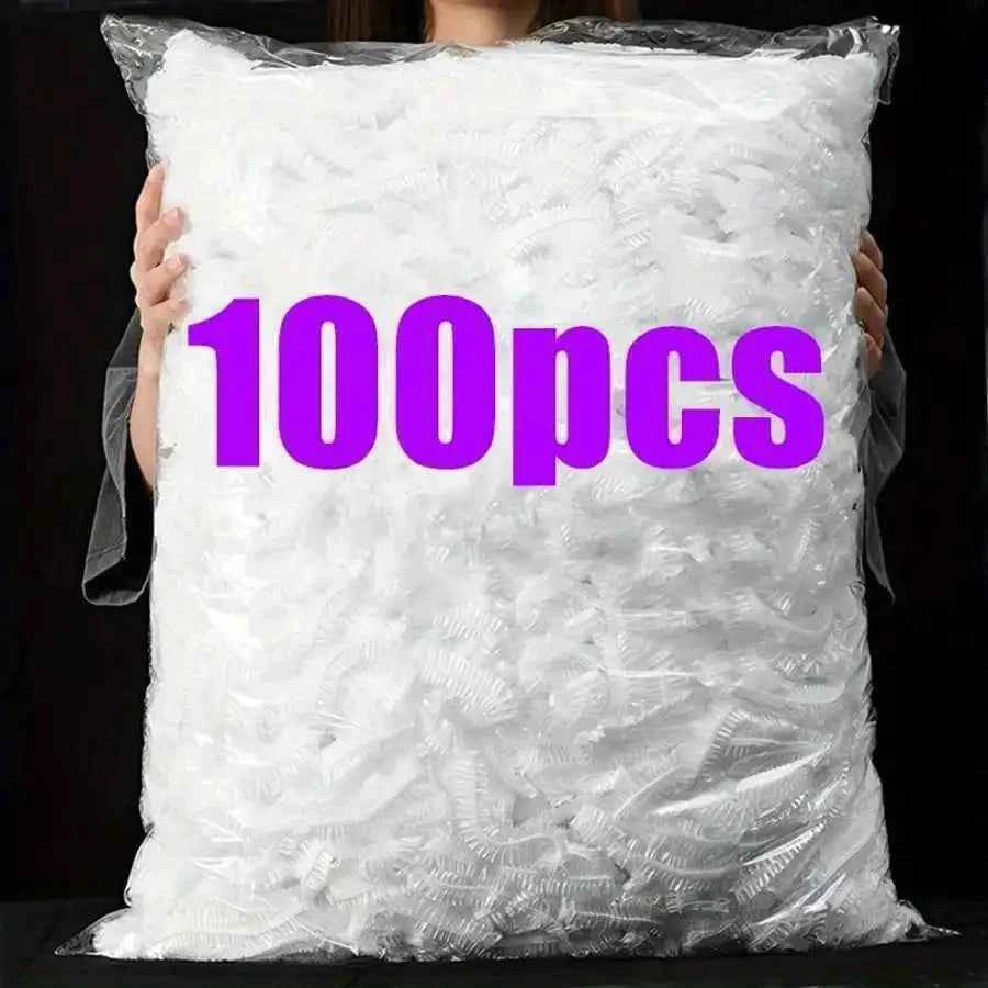 100pcs Disposable Plastic Wrap Bags, Household Plastic Wrap Bags, Elastic Plastic Food Cover Bags, Kitchen Supplies Gadgets