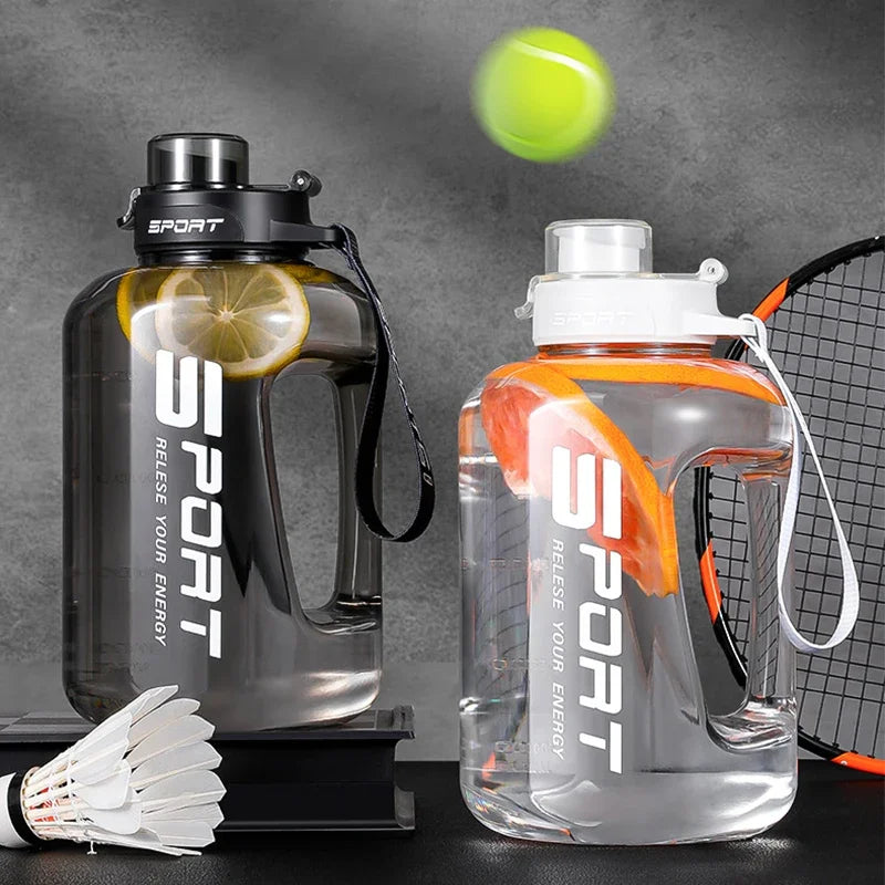 1.2L/1.7L Large Capacity Ton Bucket Water Bottle Large Belly Cup Fitness Sports Water Bottle Portable Plastic Space Cup