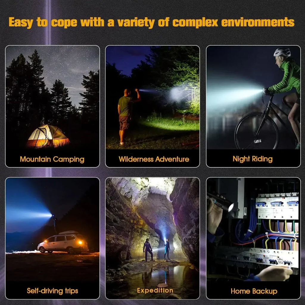 30W White Laser LED Flashlight Zoom Torch USB Rechargeable Light Outdoor Camping Hunting Fishing Walking Riding Lighting Lamp