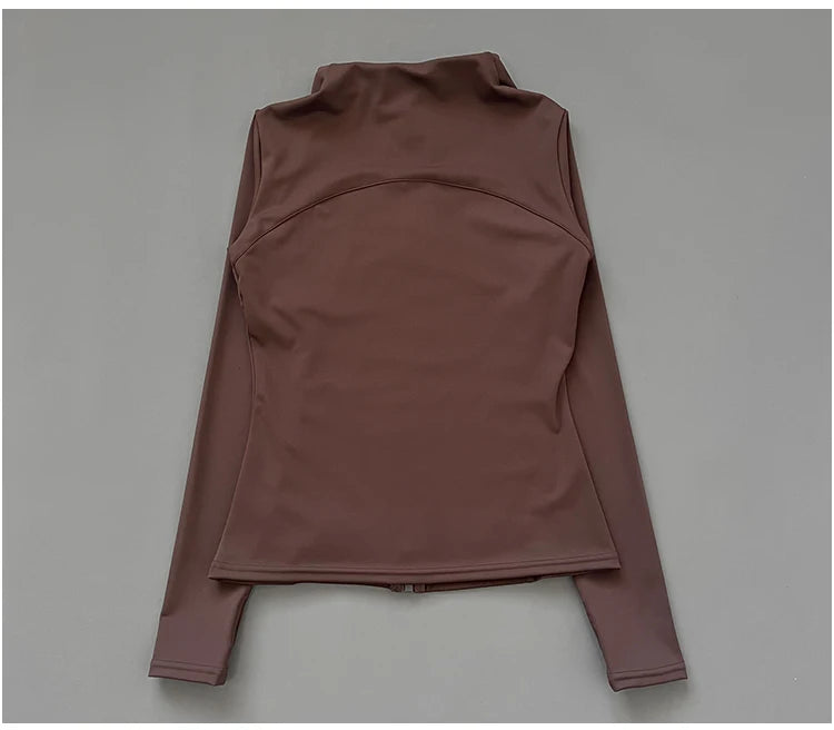 athletic slim fit quick drying zipper running jacket women dryfit outer wear yoga training fitness jacket with thumb hole