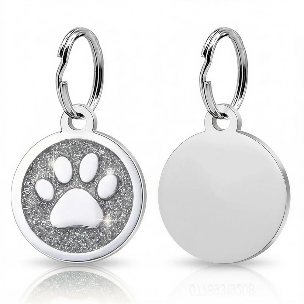 Silver Tag 1Pcs Color Engraved Pet ID Tags – Personalized Dog and Cat Name Plate