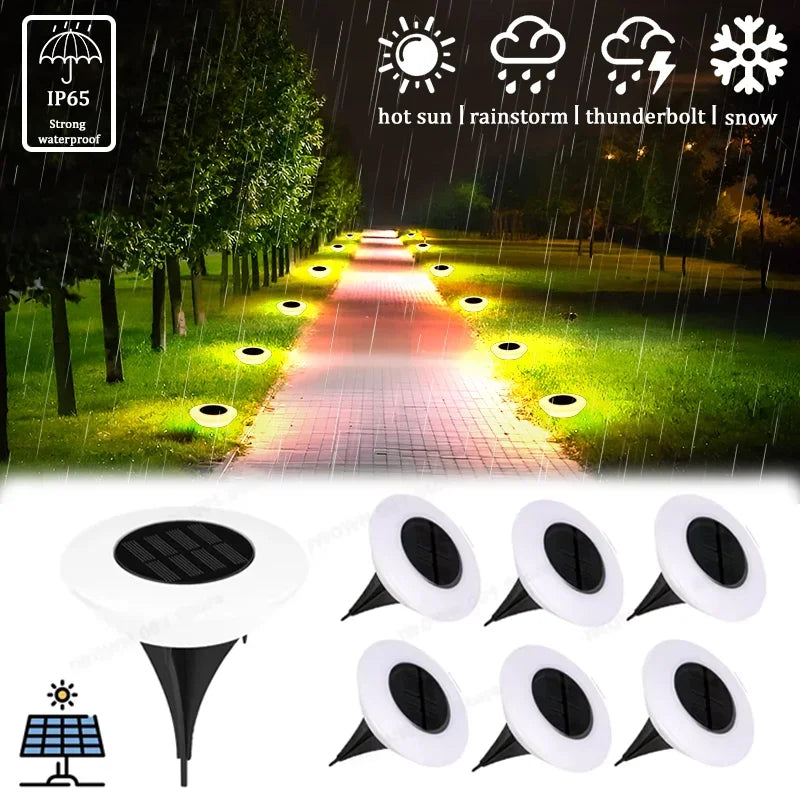 Waterproof Solar Garden Lights Outdoor Use Landscape Lighting for Driveway Lawn Walkway Base Light Solar Powered Garden Decor