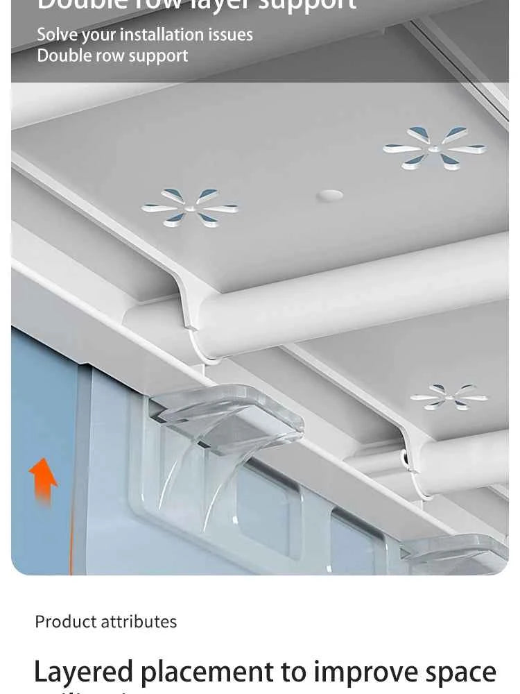 White Expandable Divider Punch-free Retractable Layers Board for Wardrobe Storage Kitchen and Bathroom Shelf Dormitory Dividers