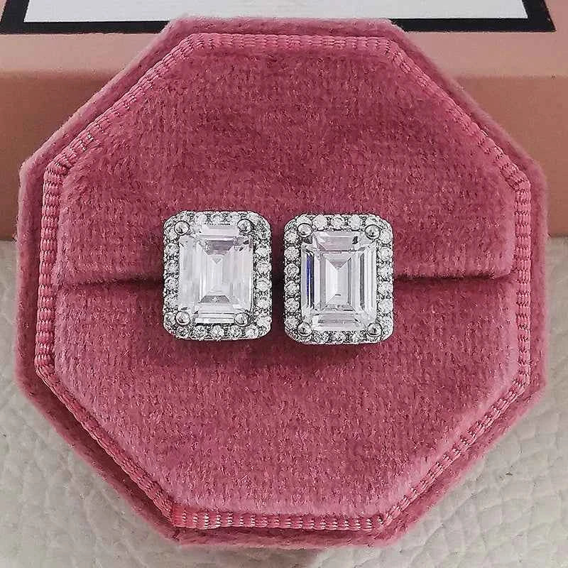2023 New Arrivals Fashion Luxury silver color korean Zircon Stud Pink Earing Earrings For Women Girl Party Gift Jewelry Z7