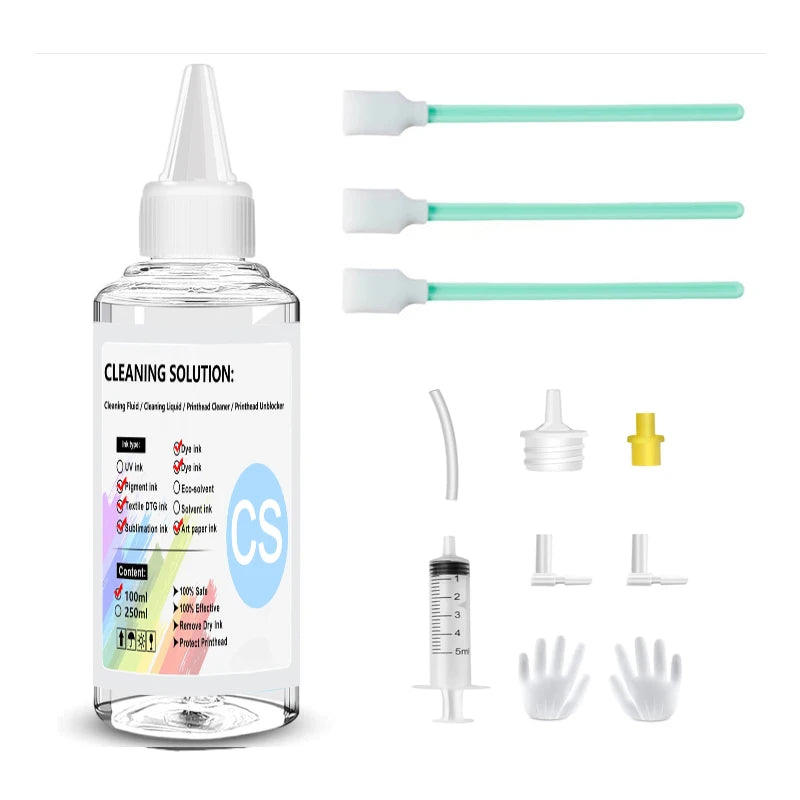 100ML Printhead Cleaning Kits Inkjet Printers, Printer Cleaning Kit for Epson Ecotank Printers, Printer Cleaner Kit for HP, Ink