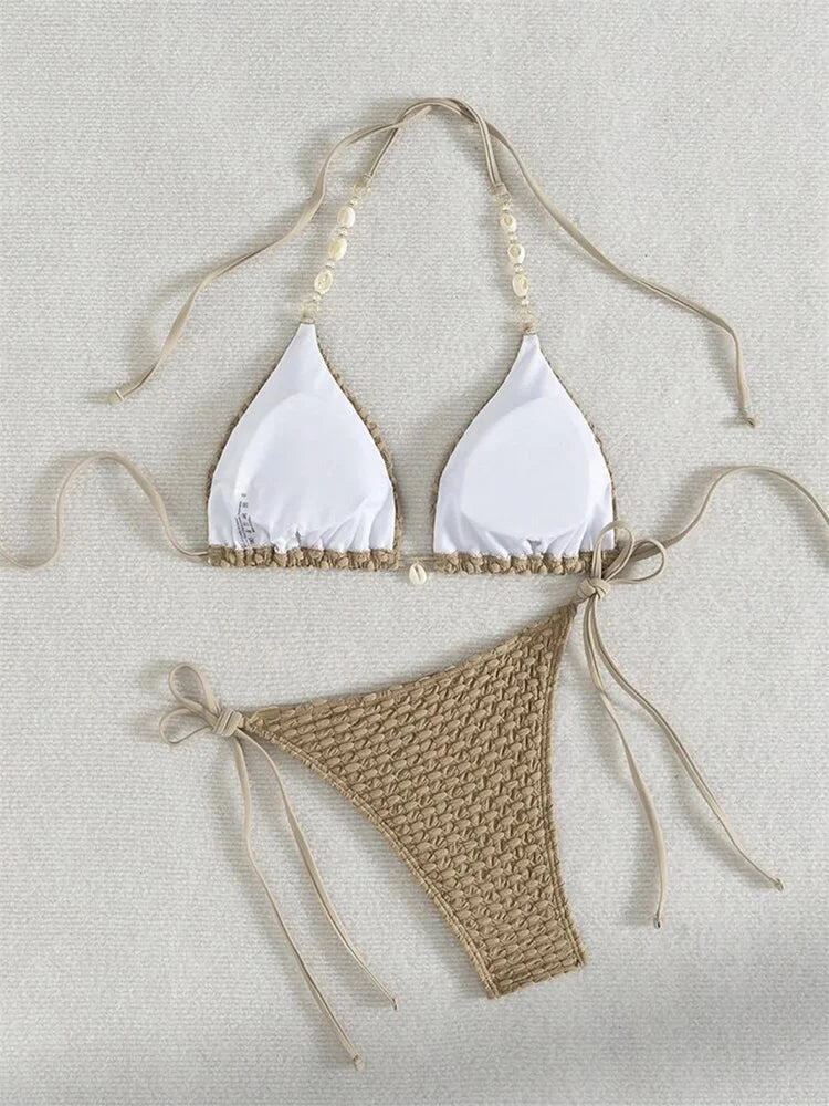 Circyy Sexy Bikini Set Women Swimsuit Two-Piece Swimwear Chic Decoration Halter Lace Up Backless Bathing 2026 Fashion Beachwear