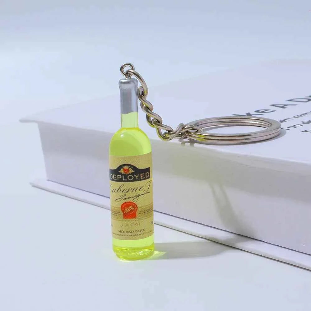 9 Style Wine Bottle Keychain Miniature Alcohol Keyring Cute Novelty Bag Charm Wine Lovers Gift Adult Party Favors Small Pendant