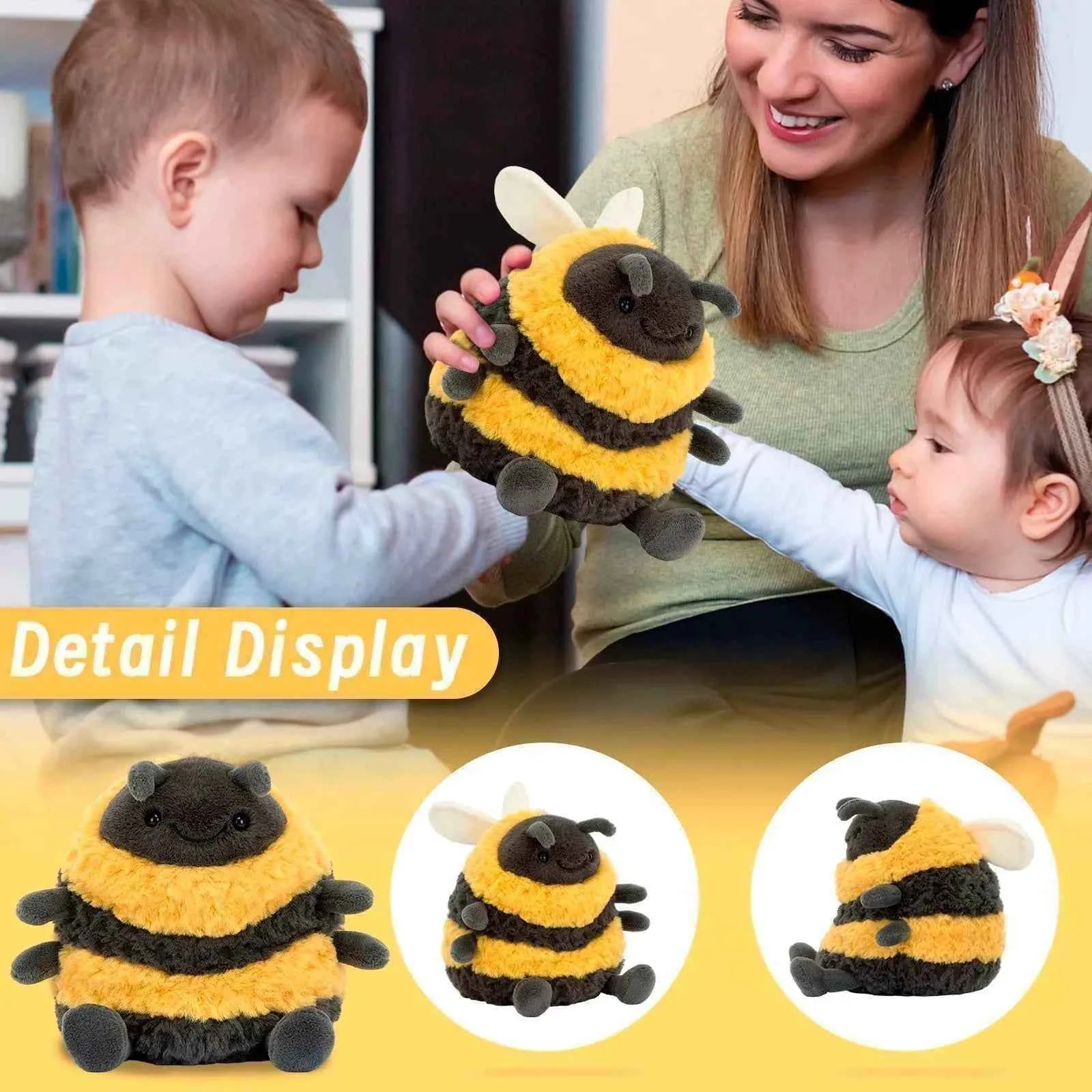 Cute Sha Bee Plush Toys Pendant Stuffed Cai Bee Plush Super Soft Honey Jar Plush Doll Bed Sleep Pillow Birthday Gifts for Kids