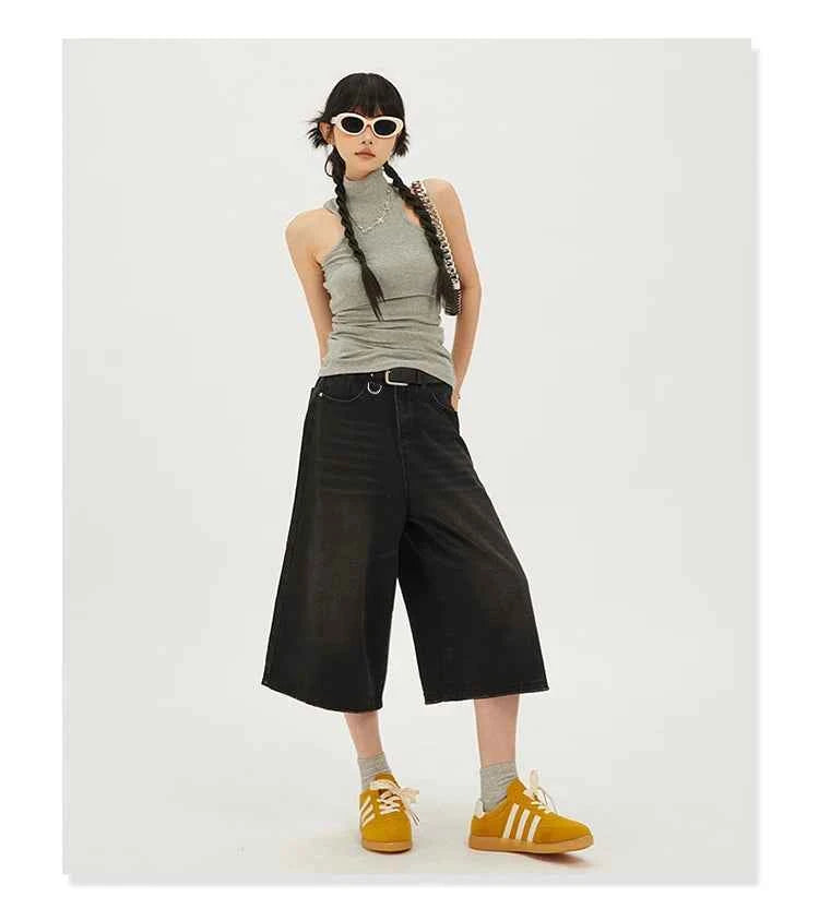 Fashion Harajuku Vintage High Waist 2000S Blue Denim Shorts Women's Casual Loose Fit Y2K Punk Streetwear Style Baggy Shorts