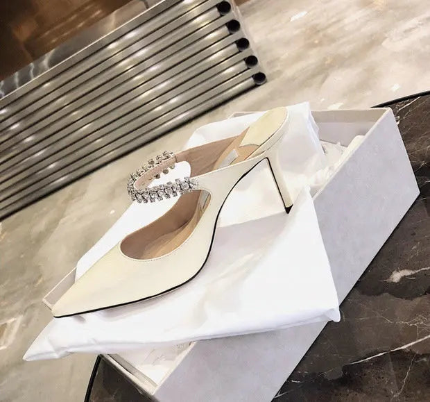 2025 Fashion Women Slippers Pointed Toe High Heels Sandals Sexy Stripper Party Slides Mule Ladies Shoes Slingbacks Slides