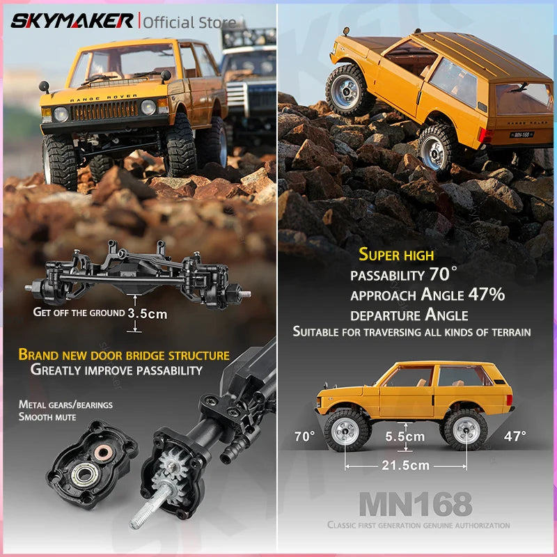 MN Model RC Car Mn168 1/12 Full Scale RTR 2.4G 4WD 280 Motor Proportional Off-Road Remote Control RC Truck Kids Toys Metal Parts