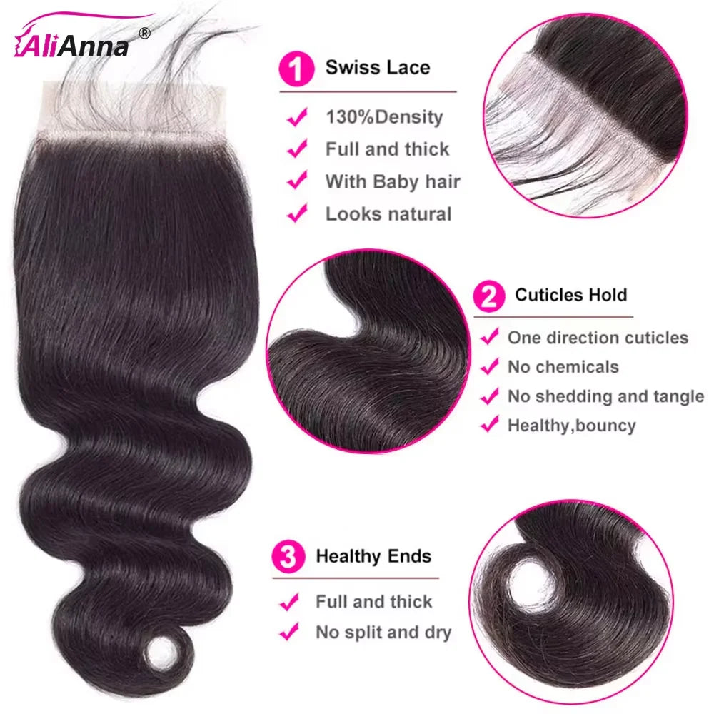 Body Wave 2x6 HD Lace Closure Human Hair 100% Transparent 4X4 Closure 5x5 HD Lace Preplucked With Baby Hair Fast Shipping