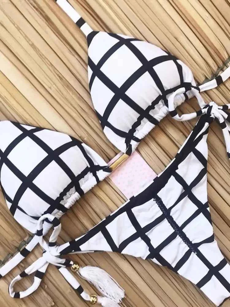 2020 New Bikinis Women Swimsuit Cross Bandage Swimwear Push Up Bikini Set Beach Bathing Suit Brazilian Biquni Print