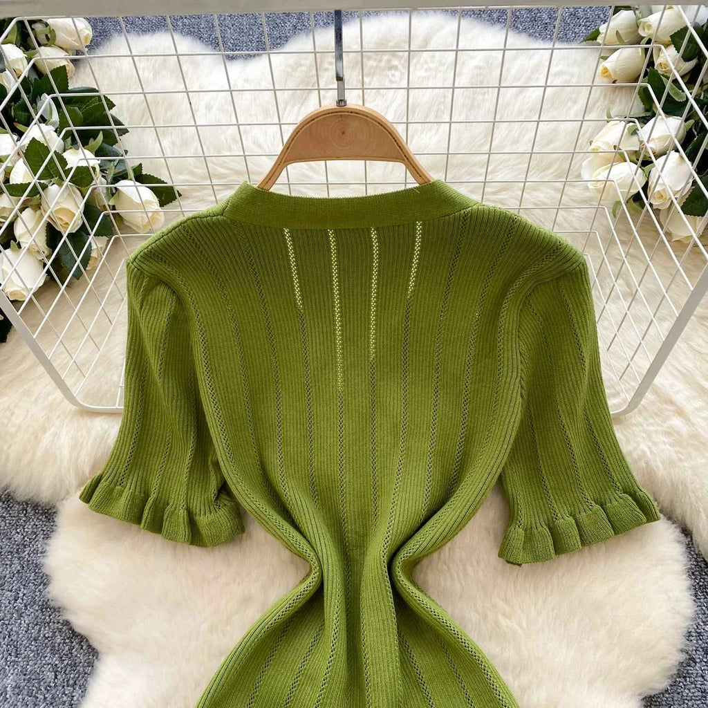 SINGREINY Summer OL Knit Dress 2025 Women V Neck Button Design Slim Mermaid Sundress Fashion Elastic Solid Bohemian Long Dress