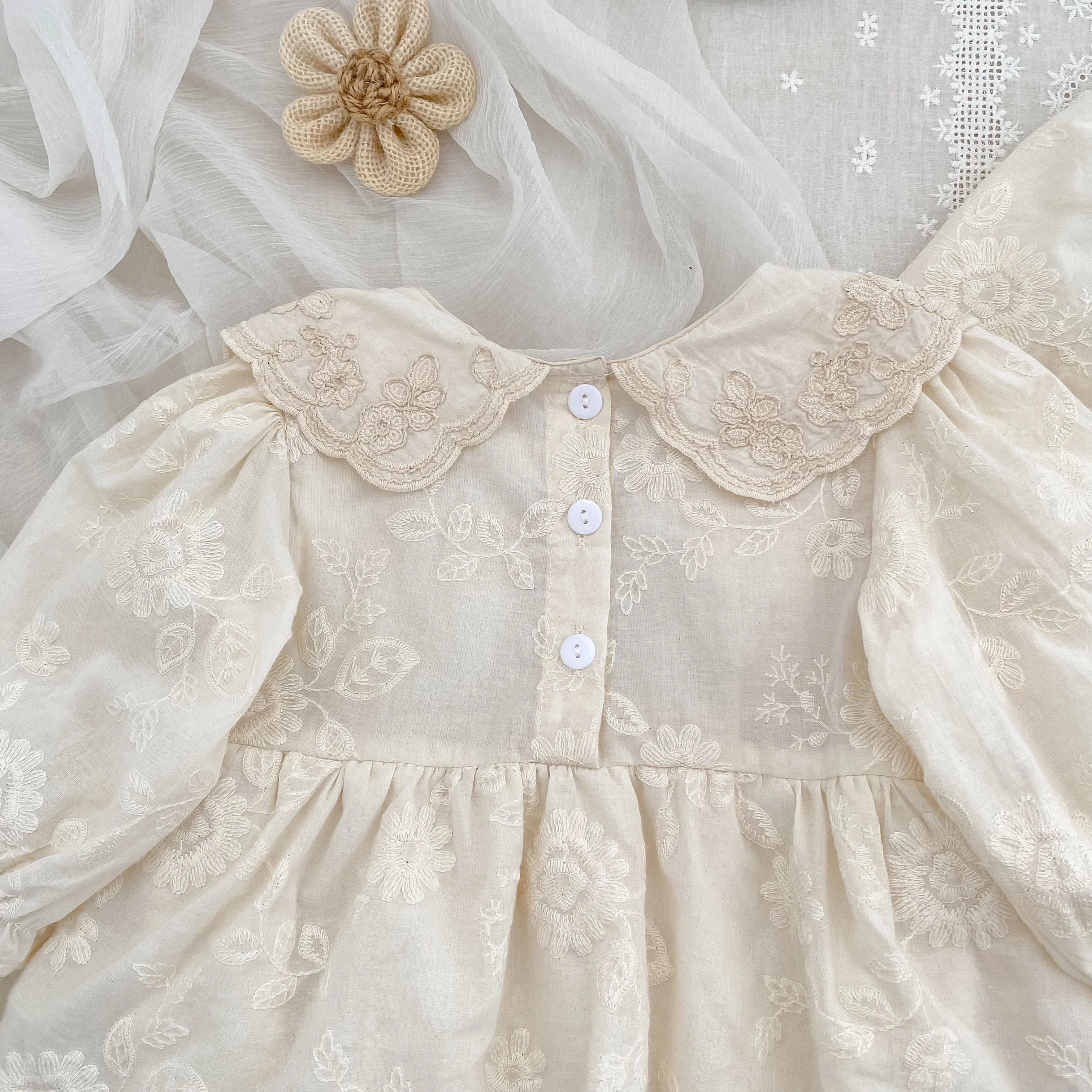 Autumn Baby Bodysuit Sisters Dress Flower Embroidery Dress Infant Girls Toddler Outfit  Baby Girls Rompers Family Sister Dress