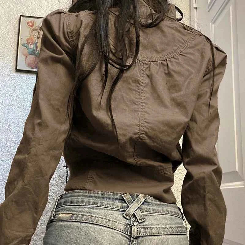 American retro industrial style line segmentation pocket flight staff jacket, versatile autumn and winter explosive jacket
