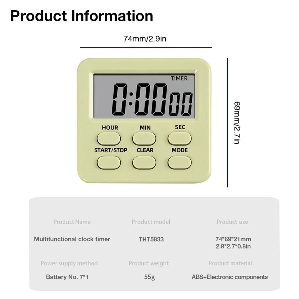 Multifunctional Kitchen Timer, Alarm Clock, Home Cooking, Practical Supplies, Kitchen Tools, Camping, New