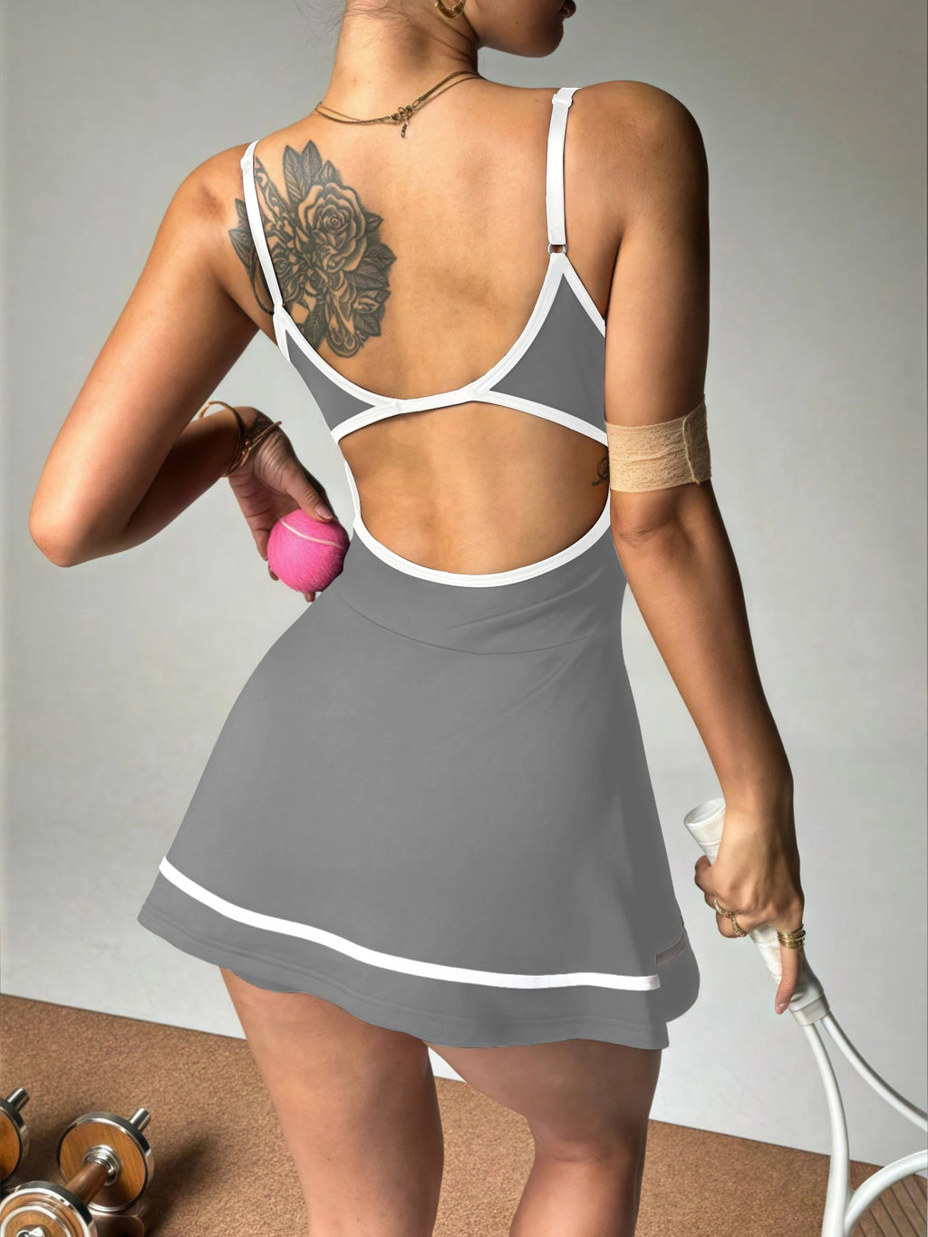 Women's color blocked camisole dress sleeveless tennis sportswear slim fit gym sportswear short skirt