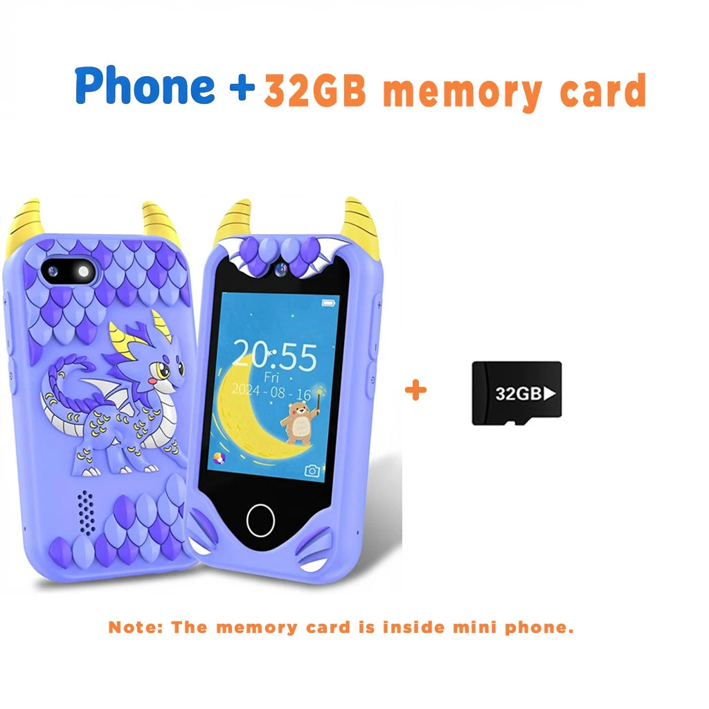 Kids Learning Phone for Girls & Boys 2.8" Touchscreen Dual Camera, Games, Video Player with 32GB SD Card Christmas Birthday Gift