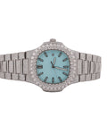 Top Quality Round Shape Diamond Watch in Blue Dial for Wedding and Partywear Mens Quartz Watch Available at Affordable Price