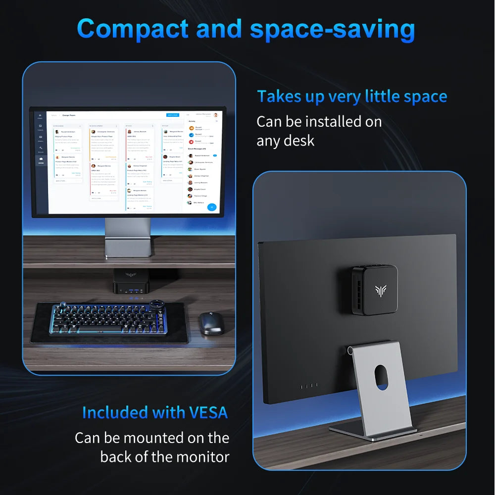 NIPOGI Mini PC with AMD Ryzen 7 7735HS 16GB DDR4 512GB M.2 SSD Mini Gaming PC with USB Type-C Supports Triple 4K Display